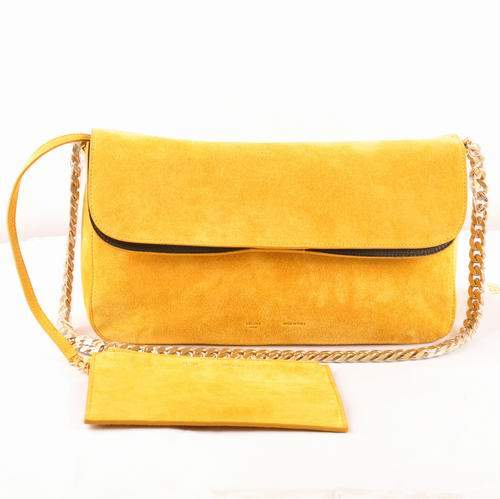 Celine Gourmette Small Bag in Suede Leather - 3078 Yellow - Click Image to Close